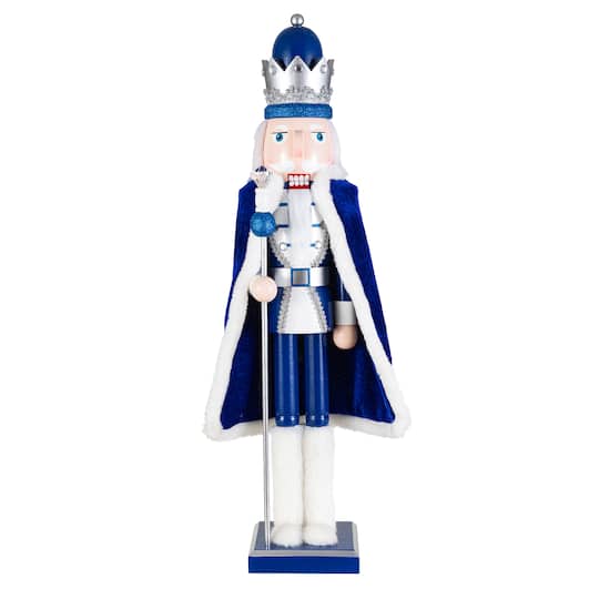 Glitzhome® 24" Wooden Christmas Blue King Nutcracker
